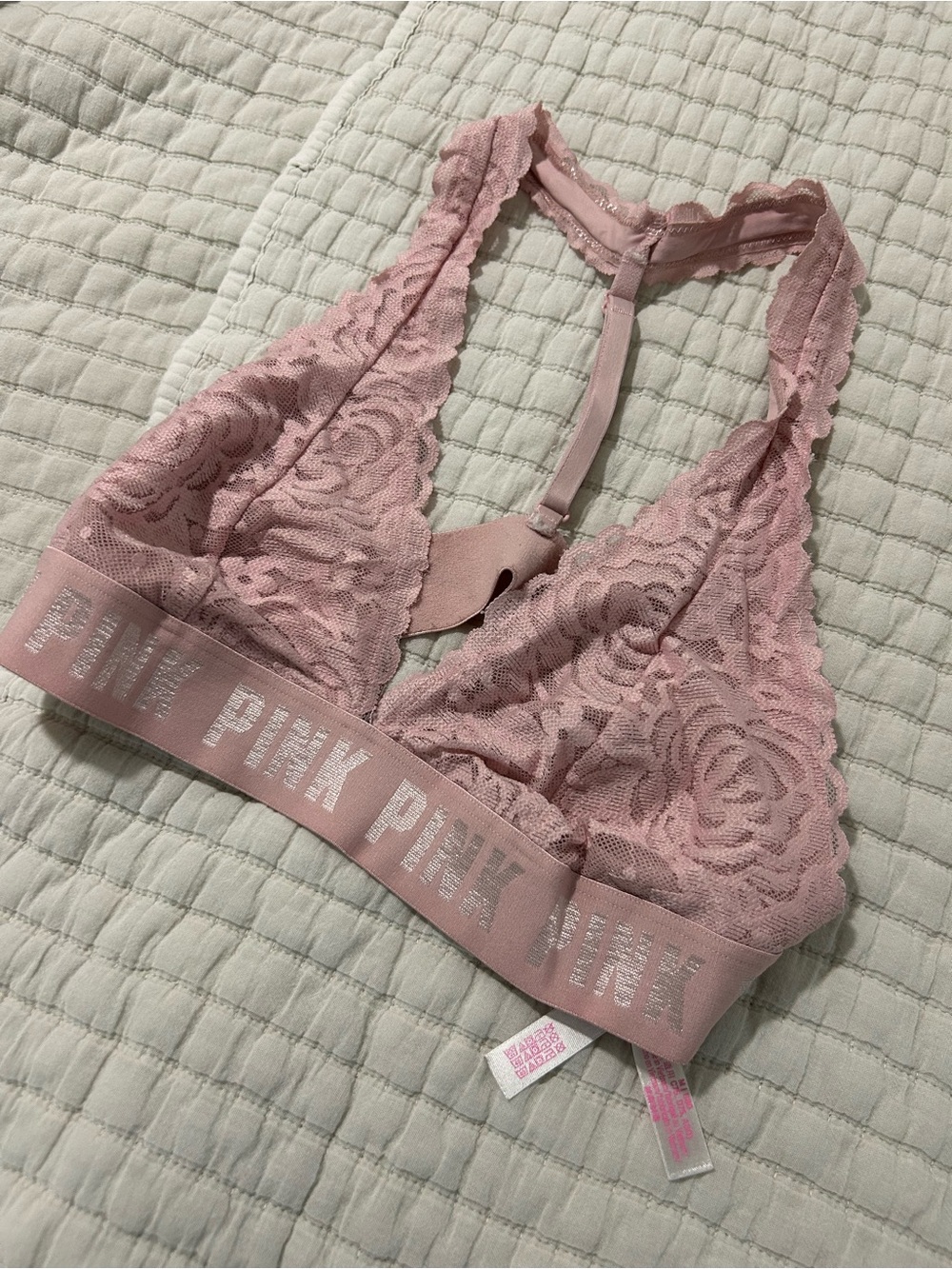 PINK Victoria's Secret Dusty Pink Lace Racerback Bralette